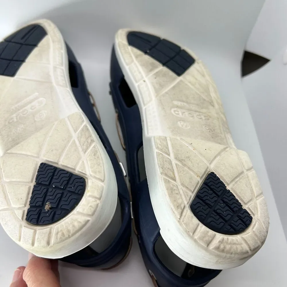 Crocs Women's Navy White Beach Line Slip-On Boat Shoes Size 9 - Picture 12 of 13